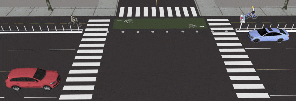 bike lane lights at intersection graphic