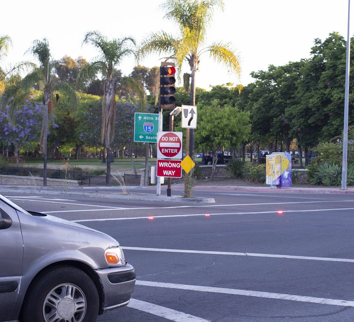 wrong way intersection with signs