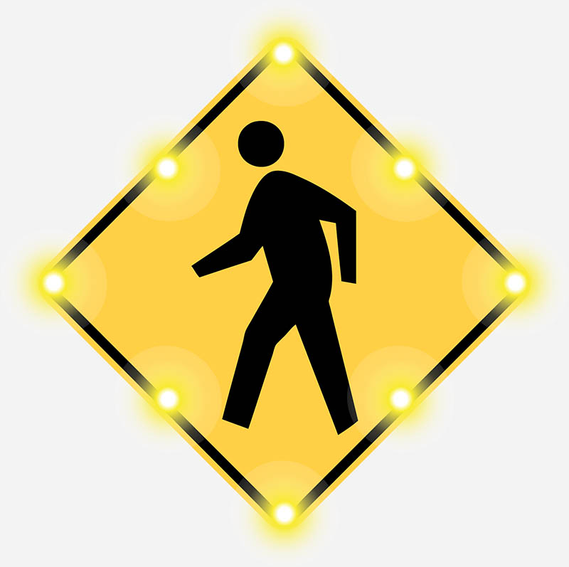 LED enhanced sign for crosswalks