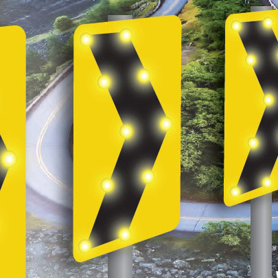 curve warning chevron LED enhanced sign